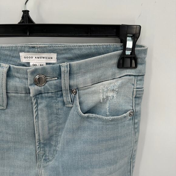 GOOD AMERICAN NWT GOOD WAIST SKINNY CROPPED JEANS in Blue635 // 00 (24) - Picture 5 of 11